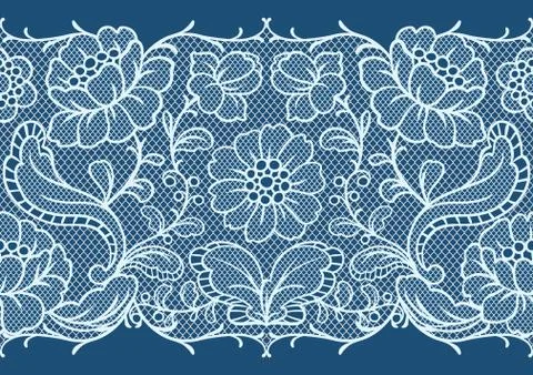 Seamless lace pattern with flowers. 스톡 일러스트