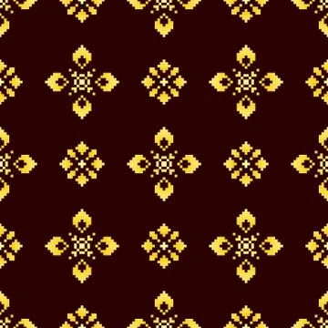 Seamless lace pattern with folkloric floral ornament. Stock Illustration