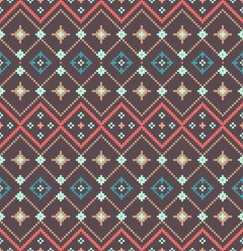 Seamless lace pattern with folkloric floral ornament. Stock Illustration