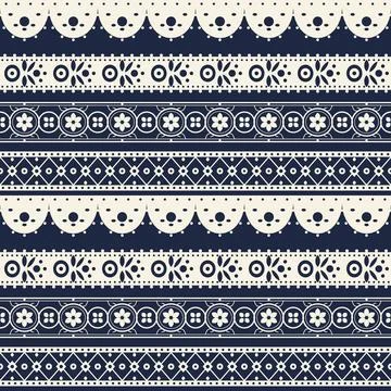 Seamless lace ribbon border pattern set Stockillustratie