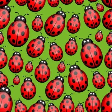 Seamless ladybug background Stock Illustration