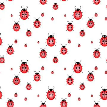Seamless ladybug pattern. Illustration of a designer on a white background Stock Illustration