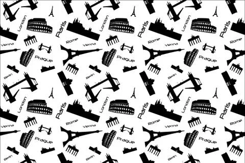 Seamless landmark background Stock Illustration