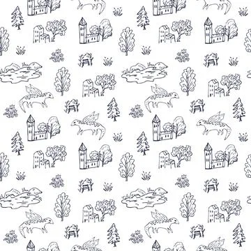 Seamless landscape elements Stock-Illustration