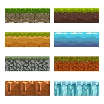 Seamless landscape square elements Big set Illustrazione stock