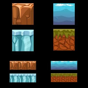 Seamless landscape square elements set Stock Illustration
