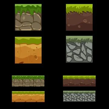 Seamless landscape square elements set Stock Illustration