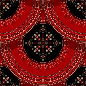 Seamless Latvian embroidery circular pattern Stock Illustration