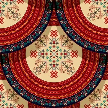 Seamless Latvian embroidery circular pattern Stock Illustration