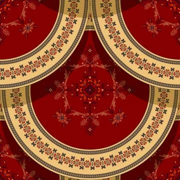 Seamless Latvian embroidery circular pattern Illustrazione stock