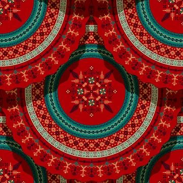 Seamless Latvian embroidery circular pattern Stock Illustration