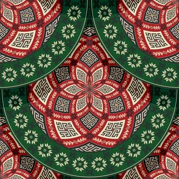 Seamless Latvian embroidery circular pattern Illustrazione stock