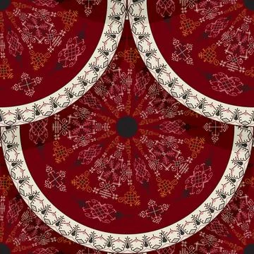 Seamless Latvian embroidery circular pattern Stock Illustration