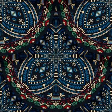 Seamless Latvian embroidery circular pattern Stock Illustration