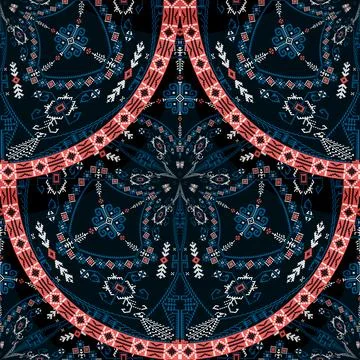 Seamless Latvian embroidery circular pattern Stock Illustration