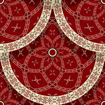 Seamless Latvian embroidery circular pattern Stock Illustration