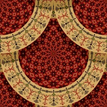 Seamless Latvian embroidery circular pattern Stock Illustration