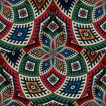 Seamless Latvian embroidery circular pattern Stock Illustration
