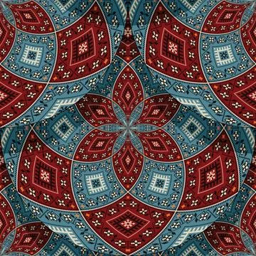 Seamless Latvian embroidery circular pattern Stock Illustration