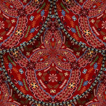 Seamless Latvian embroidery circular pattern Stock Illustration