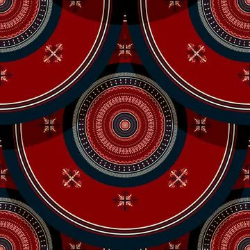 Seamless Latvian embroidery circular pattern Stock Illustration