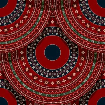 Seamless Latvian embroidery circular pattern Stock Illustration