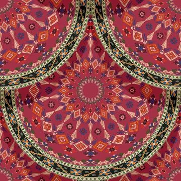 Seamless Latvian embroidery circular pattern Stock Illustration
