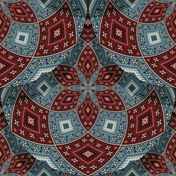 Seamless Latvian embroidery circular pattern, vector template for your design Stock Illustration