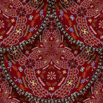 Seamless Latvian embroidery circular pattern, vector template for your design Illustrazione stock
