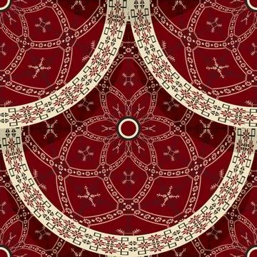 Seamless Latvian embroidery circular pattern, vector template for your design Stock Illustration