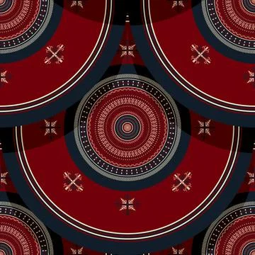 Seamless Latvian embroidery circular pattern, vector template for your design Stock Illustration