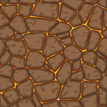 Seamless lava pattern with brown stones for graphic design. Stock Illustration