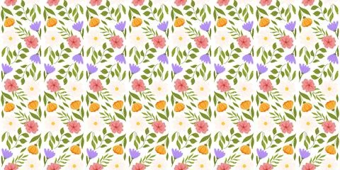 Seamless layout displaying floral elements. Botanical-inspired repetitive des Stock Illustration