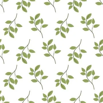 Seamless leaf branch pattern for print design, fabric, wrapping paper. Stock Illustration