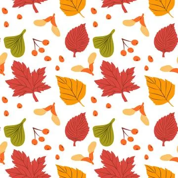Seamless leaf composition inspired by natural fall foliage, Stock Illustration
