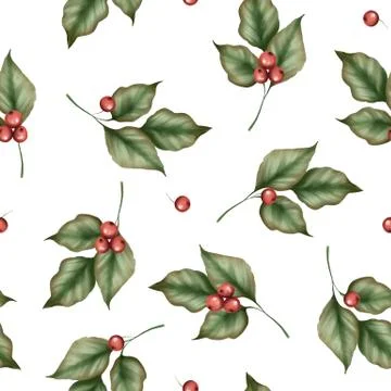 Seamless leaf pattern. Background with green branches Stock Illustration