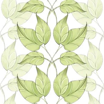 Seamless leaf pattern. Background with green branches Stock Illustration