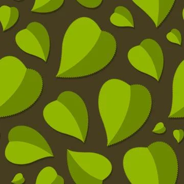 Seamless leaf pattern on brown. Green leaves background Stock Illustration
