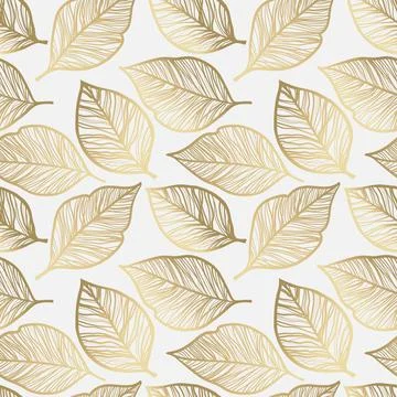 Seamless leaf pattern color gold mocha mousse and beige Illustrazione stock