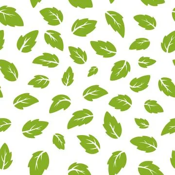 Seamless Leaf Pattern, Green Leaves, Botanical Background. Nature, Leafy Design Stock Illustration