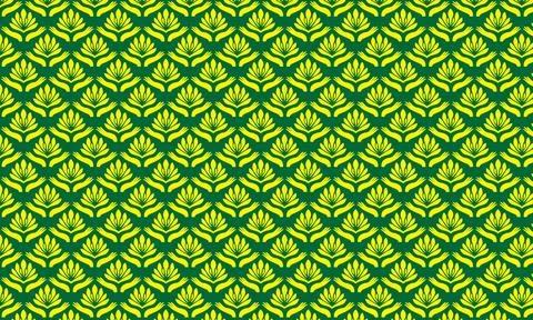 Seamless leaf pattern with green yellow and golden foliage in vintage decorative Stock Illustration