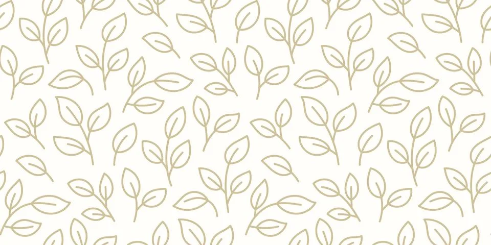 Seamless leaf pattern with hand drawn botanical sprigs and foliage line art 库存插图