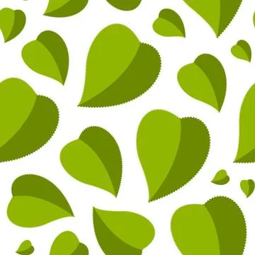 Seamless leaf pattern on white. Green leaves background Stock Illustration