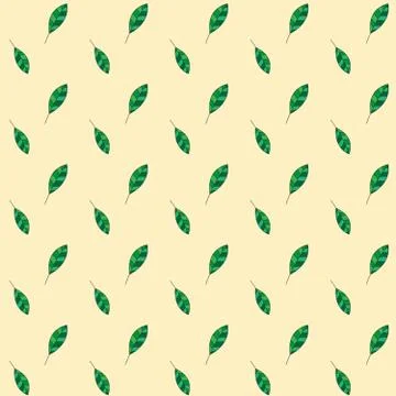 Seamless leaf pattern on yellow background. Floral green Leaf vector pattern. 스톡 일러스트