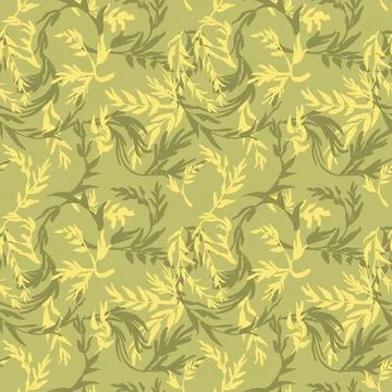 Seamless leaf texture. Branches and herbs background. Vector Stock-Illustration