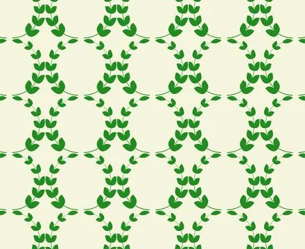 Seamless Leaf Wreath Pattern Green Botanical Background Stock Illustration