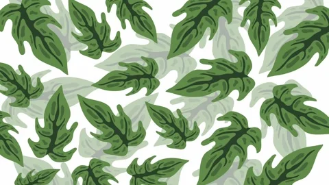 Seamless leafy foliage pattern with green shades illustration design Video stock 318201111