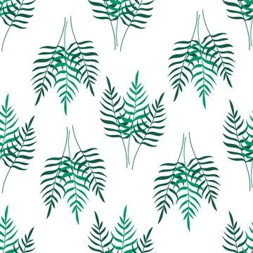 Seamless leafy vector pattern. Potted plants in boho style with earthy flowers 스톡 일러스트