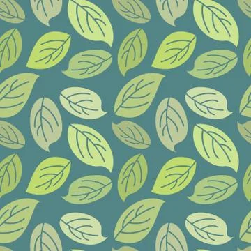 Seamless leaves background. Vintage pattern for  leaves. Vector retro green o Stock Illustration