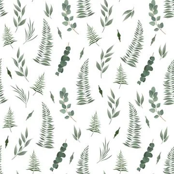 Seamless leaves pattern. Design for banner, poster, card, cover, invitation Stock Illustration